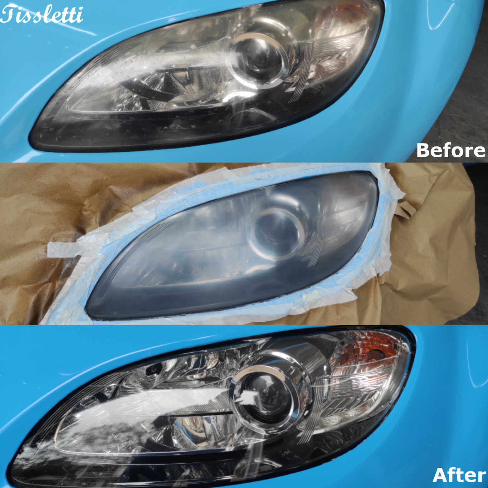Headlight restoration before and after